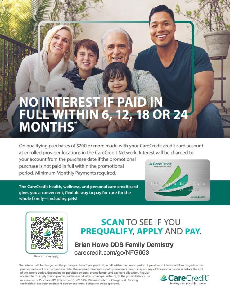 The image appears to be an advertisement featuring a family photo with text overlay emphasizing a financial offer, including a message about interest rates and a QR code for more information.